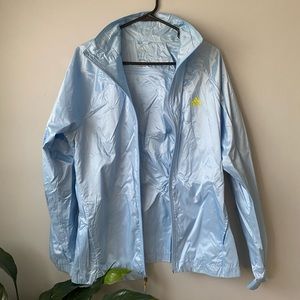 Adidas light blue and yellow windbreaker